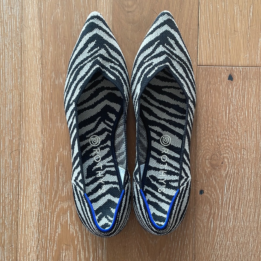Rothy’s pointed toe zebra flats